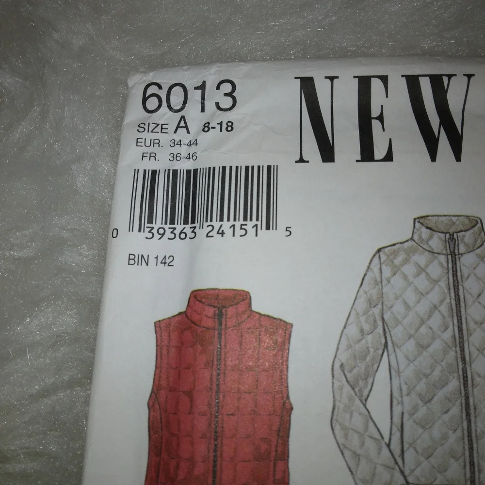 NEW LOOK 6013 Sz 8-18 Misses Quilted jacket or vest, skirt in 2 lengths.